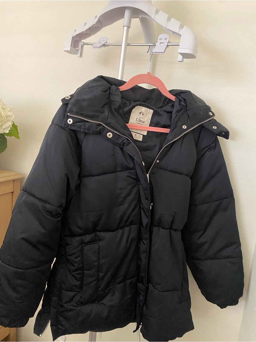 Abercrombie & Fitch Black Quilted Puffer Jacket with Hood